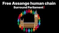 Aufruf zur "Free Assange"-Menschenkette am 8. Oktober 2022 in London. Bild: Screenshot: RedGlobe.de, 05.10.2022 / RT