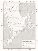 Mittlere Temperaturen der Nordsee Mitte Mai 1900-1966. Quelle: Bundesforschungsanstalt für Fischerei