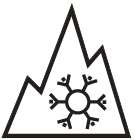 Schneeflockensymbol für Winterreifen, (Bergpiktogramm mit Schneeflocke, Alpine-Symbol)