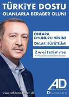 Wahlplakat Allianz Deutscher Demokraten mit dem Präsidenten Erdogan