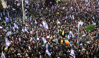 In Tel Aviv protestierten am Samstag Zehntausende Demonstranten gegen die Gesetzesreform von Premierminister Netanjahu.