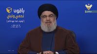 Der Generalsekretär Hassan Nasrallah der libanesischen schiitischen Bewegung Hisbollah hält eine Fernsehansprache am 18. Mai 2022.