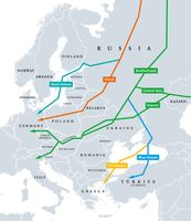 Grafik: Gaspipelines zwischen Russland und Europa Bild: Gettyimages.ru