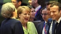 Theresa May, Angela Merkel und Emmanuel Macron (2017)