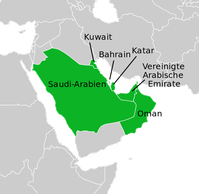 Mitgliedsstaaten des Golf-Kooperationsrat (GKR, englisch Gulf Cooperation Council, GCC; offiziell Kooperationsrat der Arabischen Staaten des Golfes)