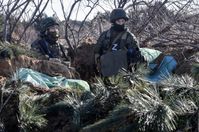 Russiche Kämpfer in einem Schützengraben im südlichen Einsatzgebiet der militärischen Sonderoperation Russlands in der Ukraine, 3. Februar 2023. Bild: Sputnik