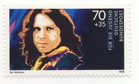 Jim Morrison auf einer Briefmarke der Deutschen Bundespost 1988