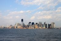 Die Skyline von Lower Manhattan aus der Ferne