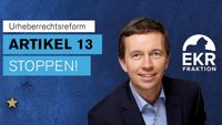 Bernd Lucke schreibt einen Brief an den Präsidenten des Europäischen Parlaments: Artikel 13 stoppen! / Petition bei Change.org Bild: "obs/LKR - Die Eurokritiker"