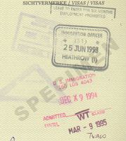 Einreisesichtvermerke, UK (1993) und USA (1994)