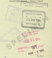 Einreisesichtvermerke, UK (1993) und USA (1994)