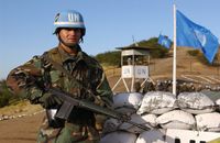UNO: Bolivianischer „Blauhelm“-Soldat bei einer Übung in Chile