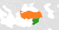 Lage der Türkei und Syriens