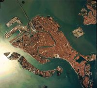 Satellitenbild von Venedigs Altstadt, dem Centro Storico. Bild: NASA