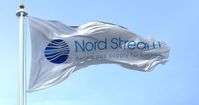 Eine Flagge mit dem Nord Stream Logo Bild: Valerio Rosati / Legion-media.ru