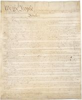 Seite eins der Gründungsdokumente der USA