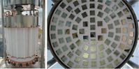 Der innere Teil des XENON100 Detektors, rechts die Lichtsensoren.
Quelle: Fotos: XENON-Kollaboration (idw)