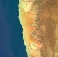 Satellitenbild der Namib zwischen Walvis Bay und Lüderitz