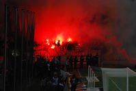 Bengalisches Feuer beim Bundesligaspiel