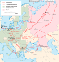 Größte Pipelines, die Erdgas aus Russland in die EU transportieren