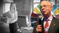 Bild: Hintergrund/Freepik; Klaus Schwab/Wikimedia, World Economic Forum, CC BY-SA 2.0 / WB / Eigenes Werk