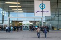 Eingang der Gamescom auf dem Messegelände Köln, 2017