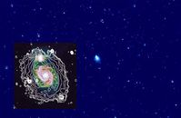 LOFAR-Radiokarte der Strudelgalaxie M51 und ihrer Umgebung bei einer Frequenz von 115 bis 175 MHz. D
Quelle: David Mulcahy et al., Astronomy & Astrophysics. (idw)