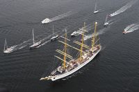 Das Segelschulschiff Gorch Fock kehrt nach knapp sechjähriger Instandsetzung in den Heimathafen Kiel zurück in der Kieler Förde, am 04.10.2021. Bild: Bundeswehr / Steve Back Fotograf: Tanja Wendt