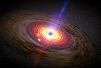 Skizze einer flachen Akkretionsscheibe, die um ein Schwarzes Loch herumwirbelt. Bild: NASA/Dana Berry, SkyWorks Digital