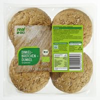 Produktrückruf: real BIO Dinkelbrötchen dunkel, 4x50g / Aus Gründen des vorbeugenden Verbraucherschutzes ruft die Firma Delifrance den Artikel "real BIO Dinkelbrötchen dunkel, 4x50g" zurück / real BIO Dinkelbrötchen dunkel, 4x50g. Bild: "obs/real GmbH"