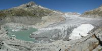 Der Rhonegletscher (Zustand Sept. 2012) in der Schweiz schmilzt aufgrund der Klimaerwärmung im rasanten Tempo ab. Quelle: de:Benutzer:ch ivk - Eigenes Werk, CC BY 3.0, (idw)