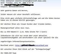 Schnäppchen-Mail mit dem Betreff "RUMUNGSAUSVERKAUF". Bild: G Data Software AG