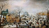 Hendrick Avercamp: Winterlandschap  met schaatsers
Quelle: Hendrick Avercamp: "Winterlandschap  met schaatsers (Winter landscape with  skaters)", circa 1608, 77.3 x 131.9 cm, Rijksmuseum Amsterdam (idw)