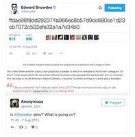 Die in der Meldung erwähnte mysteriöse Botschaf. Bild: Screenshot von Snowdens Twitterseite