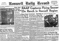Der Roswell Daily Record, July 8, 1947, berichtet von der "Erbeutung" einer "flying saucer." Bild: wikipedia.org