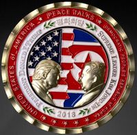 A commemorative coin prepared by the White House Communications Agency for the summit