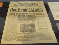 Als erstes Blatt konnten die Aachener Nachrichten als einzige Zeitung in Deutschland mit dem Titel „Der Krieg ist aus!“ die bedingungslose Kapitulation am 8. Mai 1945 vermelden.