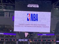 Announcement of the Sacramento Kings game postponement on March 11, 2020