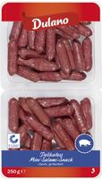 Der Hersteller Schwarz Cranz GmbH & Co. KG informiert über einen Warenrückruf des Produktes "Dulano Delikatess Mini Salami-Snack sort. classic, 250g".  Bild: "obs/Lidl"