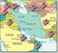 US-Militärbasen und Truppen um den Iran herum