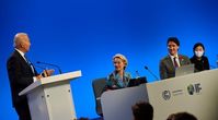 US-Präsident Joe Biden, EU-Kommissionspräsidentin Ursula von der Leyen, kanadischer Premier-Minister Justine Trudeau bei der COP26-Klimakonferenz in Glasgow im Nov. 2021