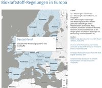 Biokraftstoff-Regelungen in 30 europäischen Ländern - interaktive Karte (https://www.bdbe.de/daten/bioethanol-weltweit) / Bild: "obs/Bundesverband der deutschen Bioethanolwirtschaft e. V./BDBe"