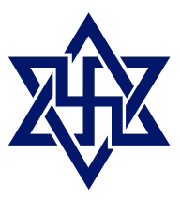 Symbol des Raelismus: Männliche und Weibliche Energie im Gleichgewicht mit dem Glückssymbol (Swastika/Hackenkreutz) in der Mitte.
