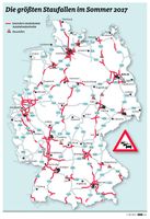 Stauprognose Deutschland Sommer 2017. Bild: "obs/ADAC/ADAC-Grafik"