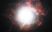Eine künstlerische Darstellung der Umgebung um eine Supernova-Explosion, in der auch frisch produziertes Eisen-60 ins interstellare Medium abgegeben wird. Quelle: Copyright: ESA/M. Kornmesser (idw)