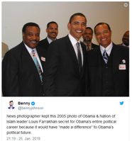 Foto von 2005 — Barack Obama zusammen mit Louis Farrakhan. Bild: Screenshot Twitter