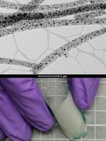 Fasern mit Nanopartikeln ermöglichen flexiblen Katalysator. Bild: ucr.edu