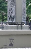 Anti-Monsanto-Stencil in Buenos Aires, 2013 (Monsanto siembra muerte = Monsanto sät den Tod)