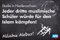 Jeder dritte muslimische Schüler gewaltbereit: Solche Äußerungen sollen "Muslimfeindlich" sein und sollen ein Grund zur Überprüfung der AfD sein.