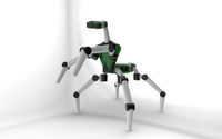 Von der Fangschrecke inspiriert: Roboter „Mantis“ wird mit seinen Vorderbeinen nicht nur laufen, sondern auch manipulieren können.
Quelle: Grafik: DFKI GmbH (idw)